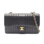 Chanel Shoulder Bag Mademoiselle Stitch Black Lambskin Chain
