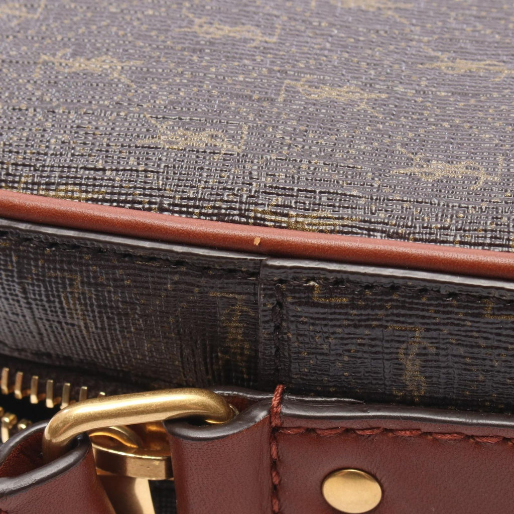 Saint Laurent Paris Shoulder Bag Monogram Dark Brown Canvas Leather — view 5