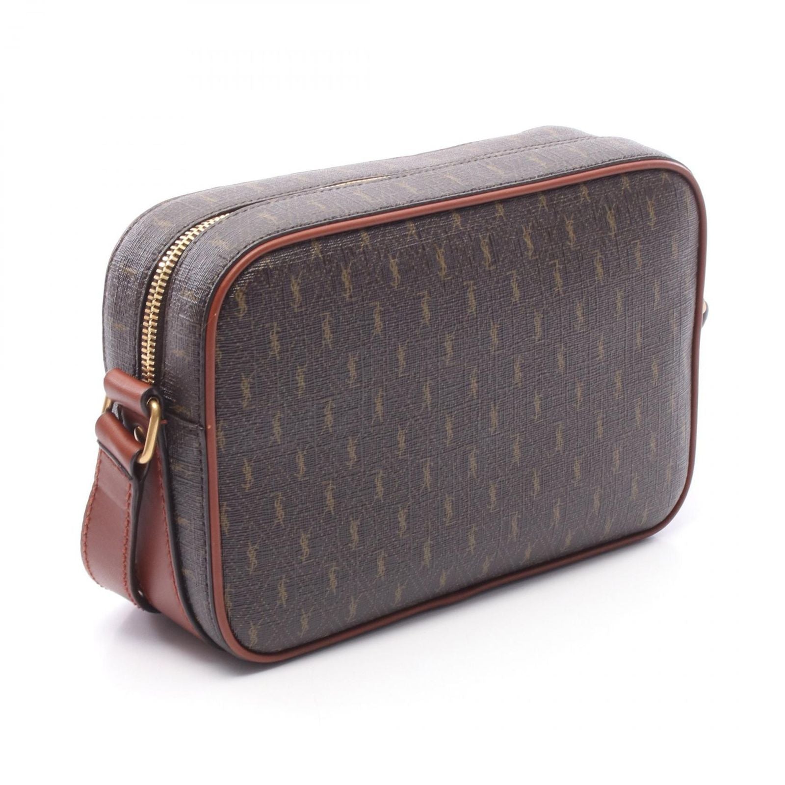 Saint Laurent Paris Shoulder Bag Monogram Dark Brown Canvas Leather — view 2