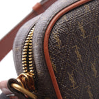 Saint Laurent Paris Shoulder Bag Monogram Dark Brown Canvas Leather — view 6