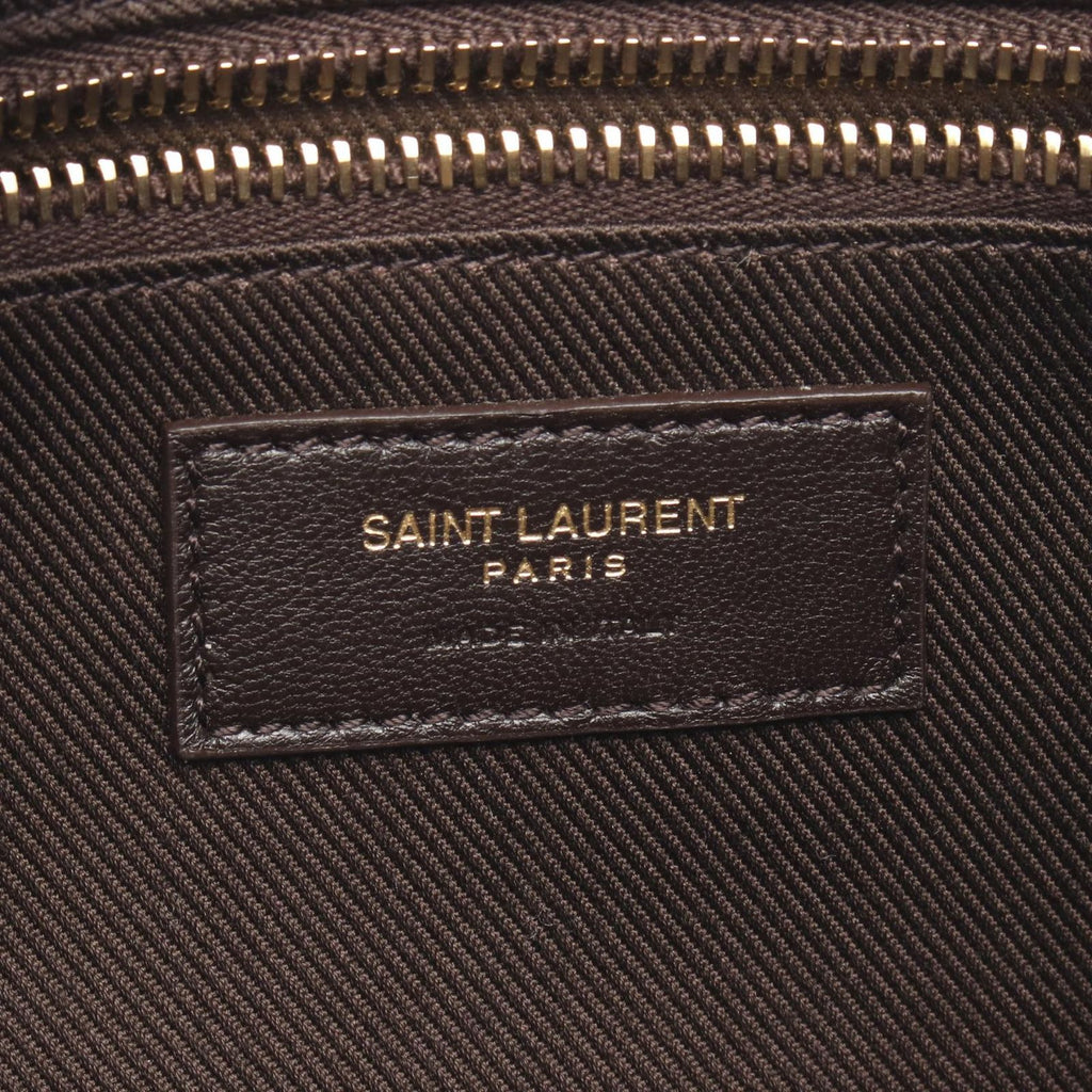 Saint Laurent Paris Shoulder Bag Monogram Dark Brown Canvas Leather — view 4