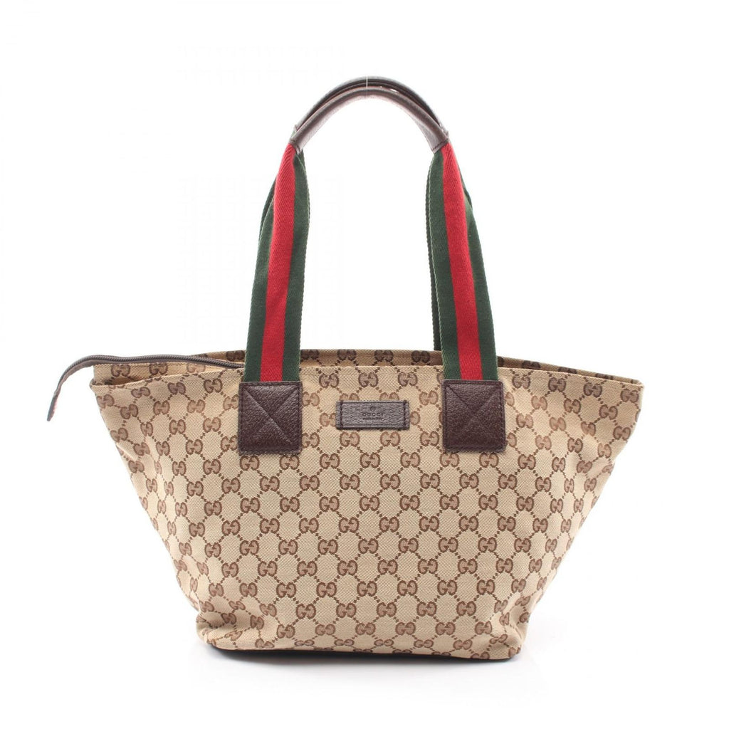 Gucci Tote GG Canvas Sherry Line Beige Dark Brown