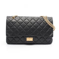 Chanel Shoulder Bag 2.55 Quilted Maxi Double Flap Black Calf Deca Chain