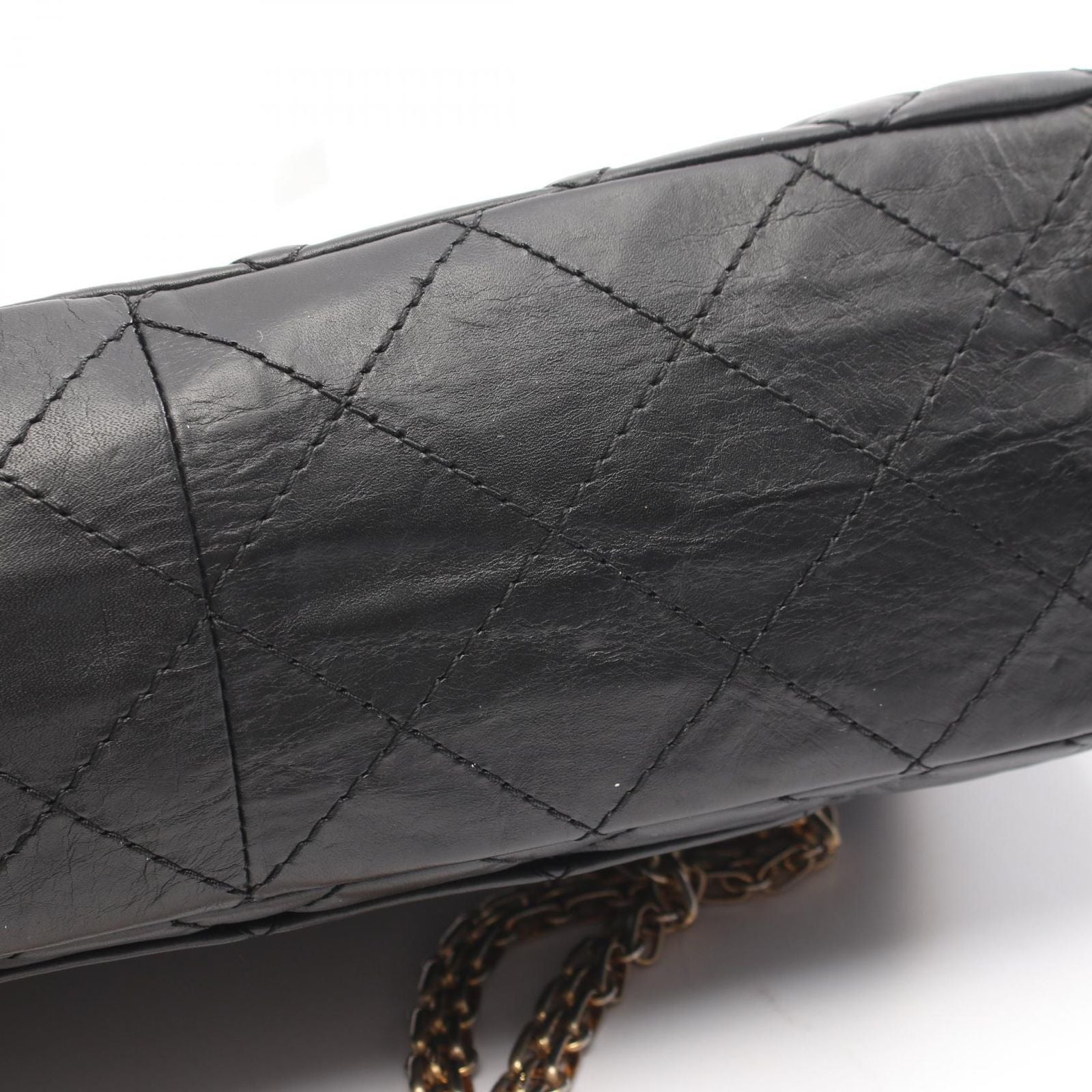 Chanel Shoulder Bag 2.55 Quilted Maxi Double Flap Black Calf Deca Chain — view 9