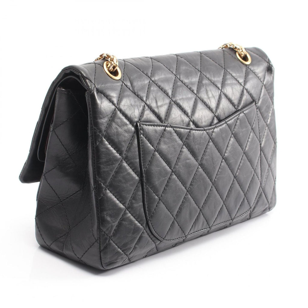 Chanel Shoulder Bag 2.55 Quilted Maxi Double Flap Black Calf Deca Chain — view 2