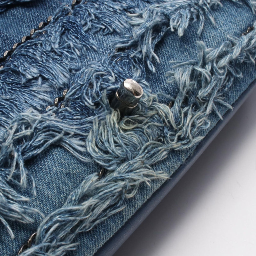 Chanel Shoulder Bag Denim Fringe Blue Chain — view 6