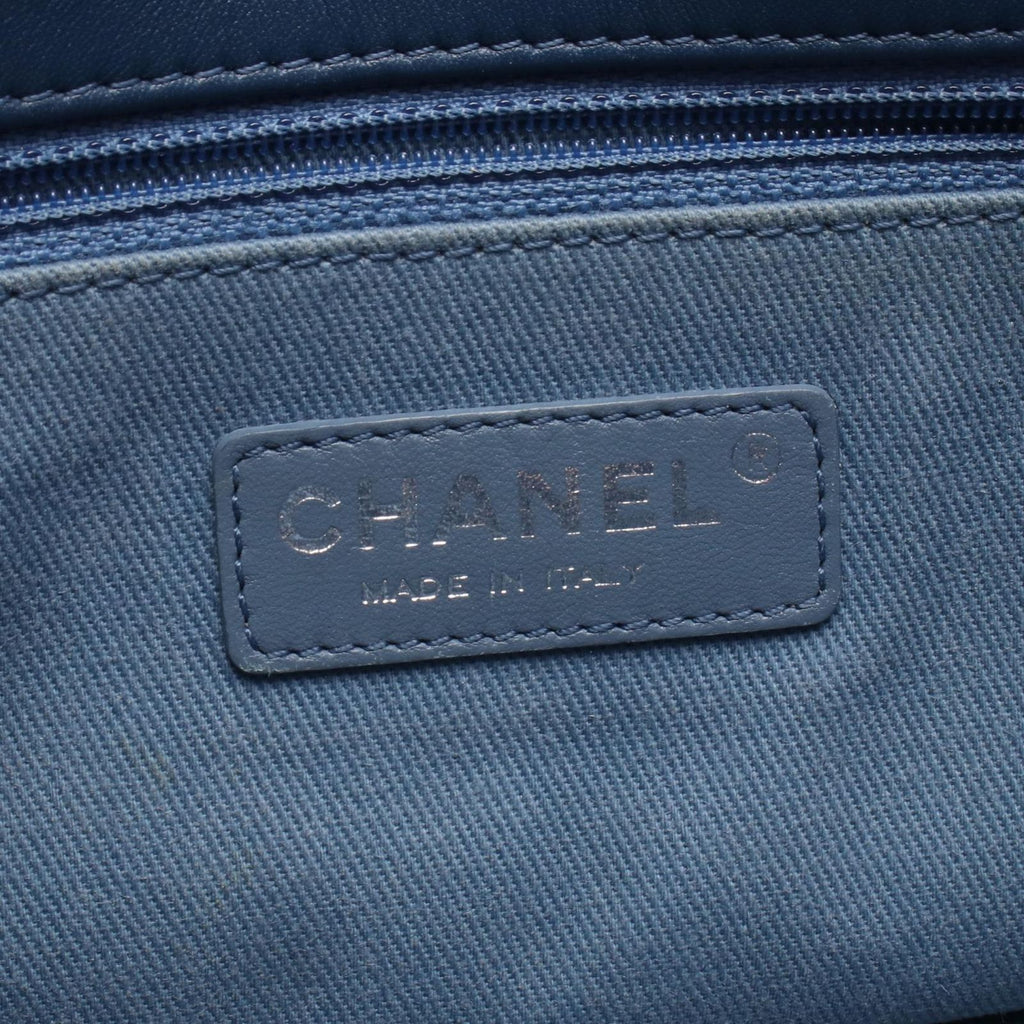 Chanel Shoulder Bag Denim Fringe Blue Chain — view 4