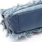 Chanel Shoulder Bag Denim Fringe Blue Chain — view 7