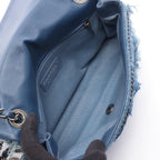 Chanel Shoulder Bag Denim Fringe Blue Chain — view 3