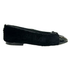 Chanel Flat Shoes 35 C Black Mink Ribbon CC Logo Leather — view 4
