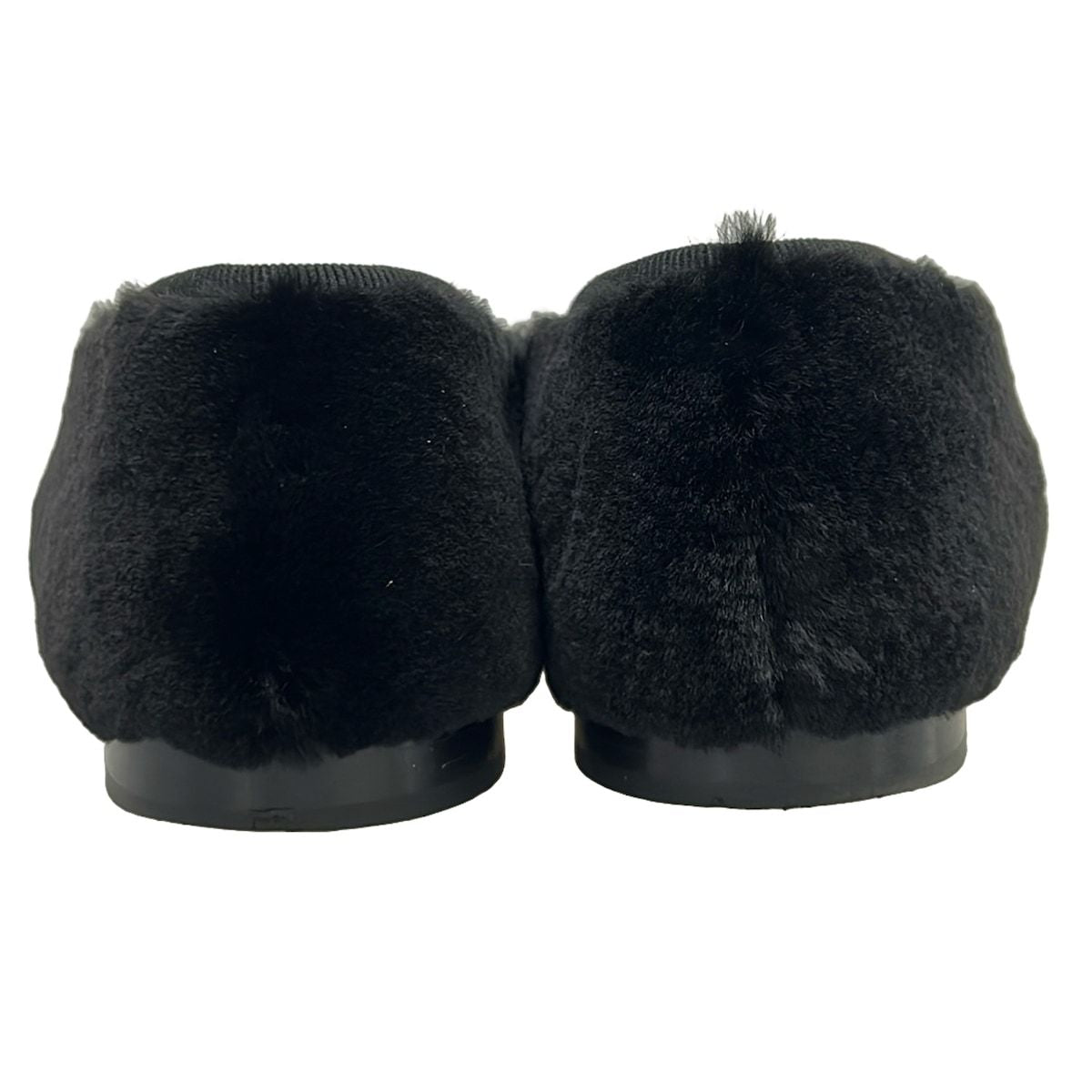 Chanel Flat Shoes 35 C Black Mink Ribbon CC Logo Leather — view 6