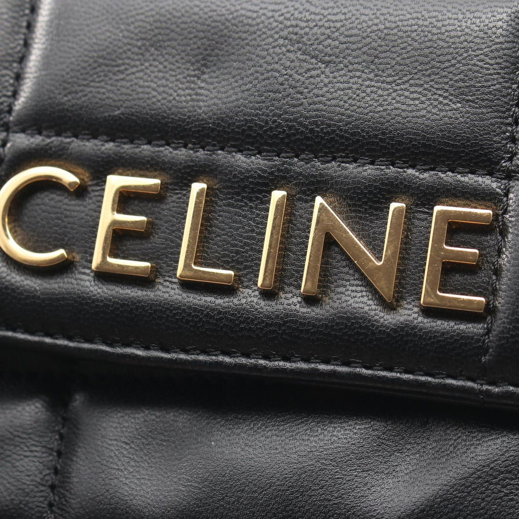 Celine Shoulder Bag Monochrome Black Leather Chain — view 6