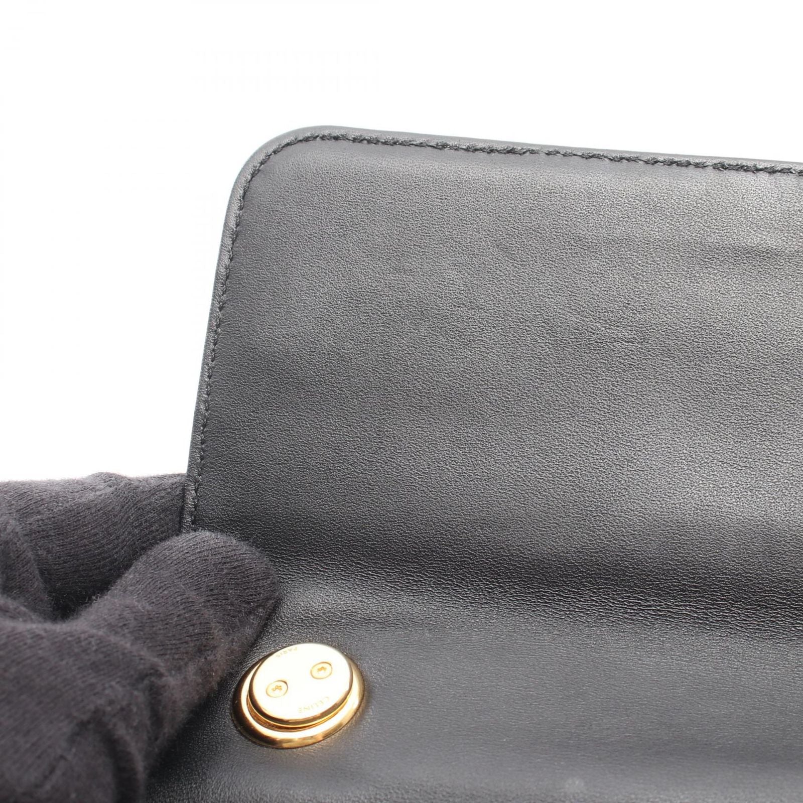 Celine Shoulder Bag Monochrome Black Leather Chain — view 5
