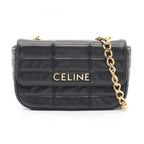 Celine Shoulder Bag Monochrome Black Leather Chain