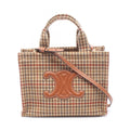 Celine Tote Small Cabas Small Caba Thais Triomphe 2-Way Brown Fabric Leather