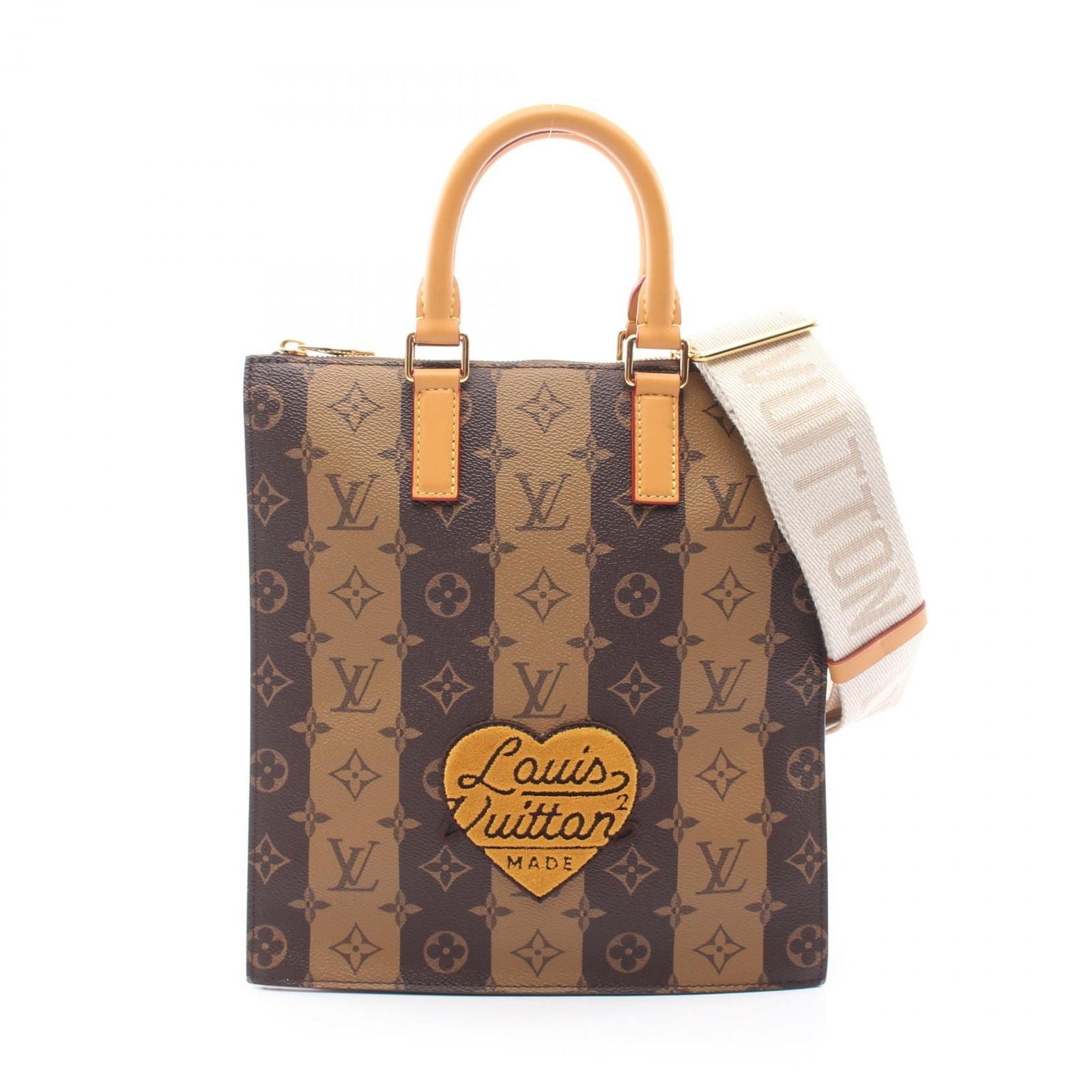 Louis Vuitton Tote Sac Plat Messenger Monogram Stripe 2-Way Canvas Leather