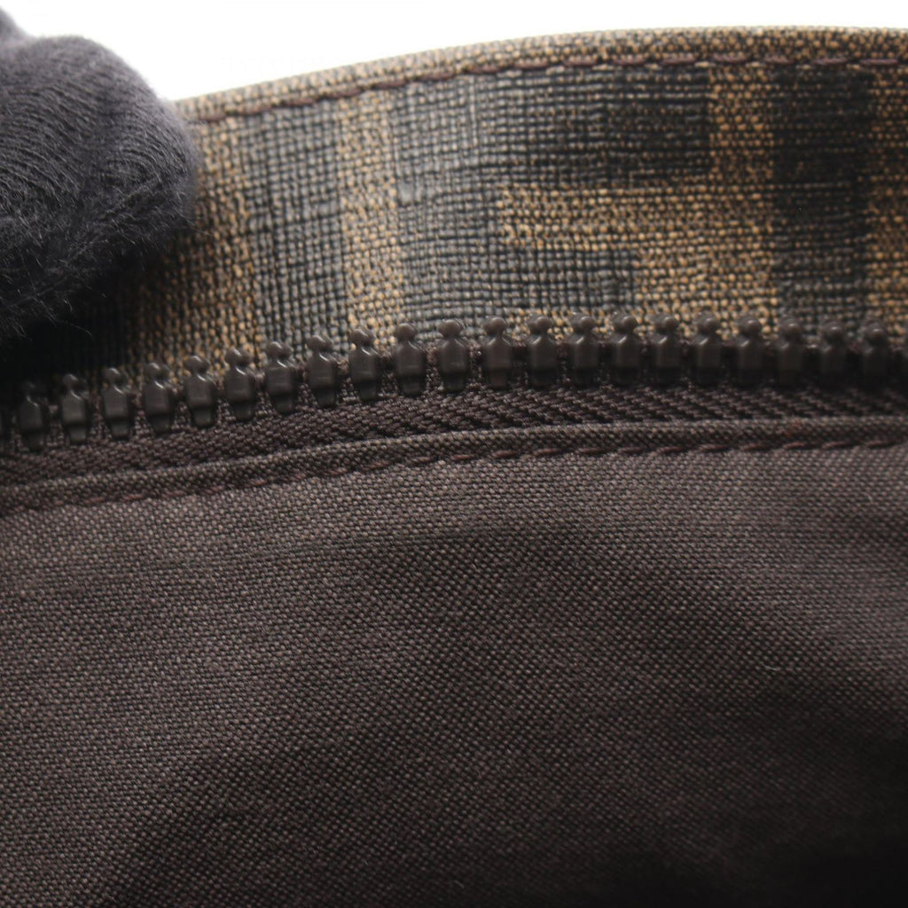 Fendi Shoulder Bag Zucca Black Brown Canvas Leather — view 7