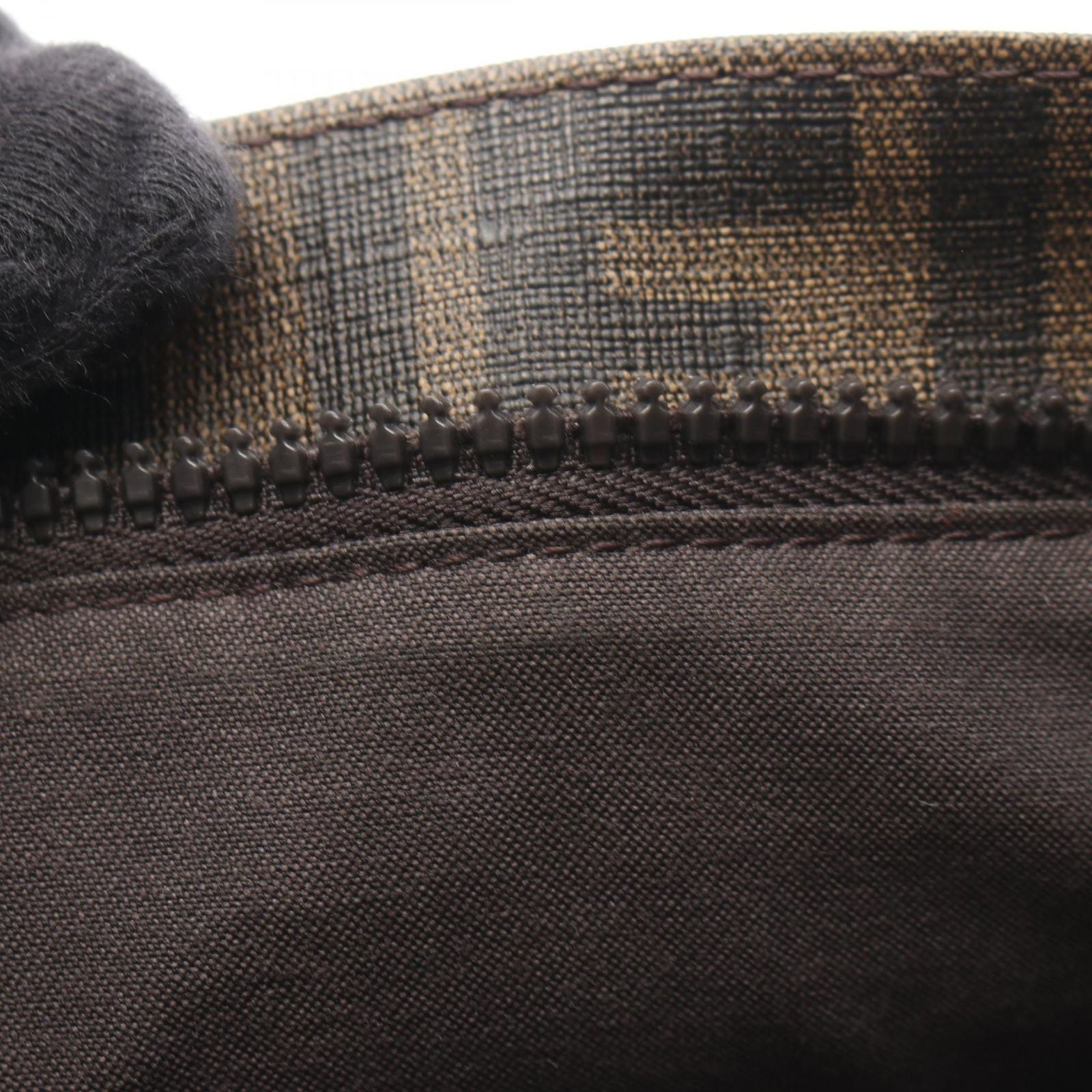Fendi Shoulder Bag Zucca Black Brown Canvas Leather — view 7
