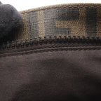 Fendi Shoulder Bag Zucca Black Brown Canvas Leather — view 7
