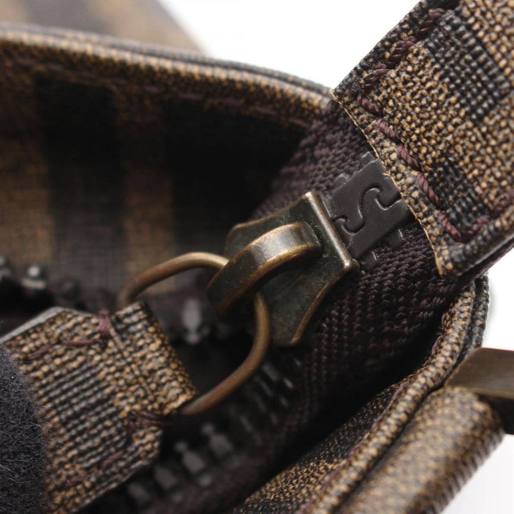 Fendi Shoulder Bag Zucca Black Brown Canvas Leather — view 6