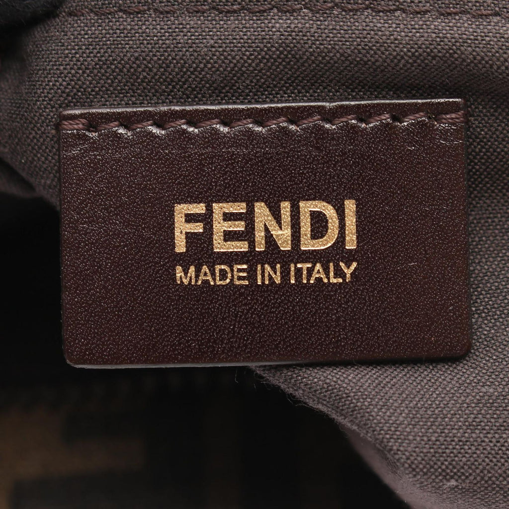 Fendi Shoulder Bag Zucca Black Brown Canvas Leather — view 4