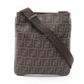 Fendi Shoulder Bag Zucca Black Brown Canvas Leather