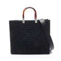 Fendi Tote Sunshine Medium 2-Way Black Canvas Leather