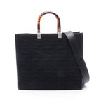 Fendi Tote Sunshine Medium 2-Way Black Canvas Leather