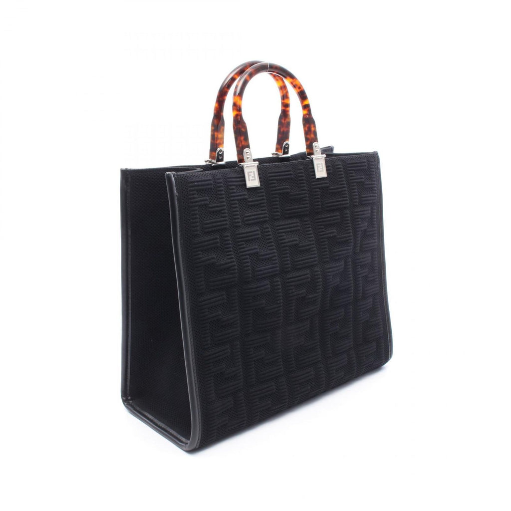 Fendi Tote Sunshine Medium 2-Way Black Canvas Leather — view 2
