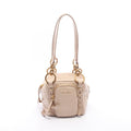 Prada Shoulder Bag Dangle Mini Pink Beige Leather Mini Top Handle
