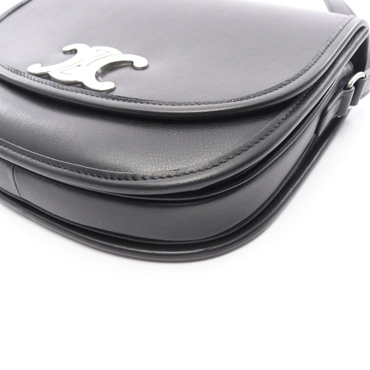 Celine Shoulder Bag Besace Triomphe Black Leather — view 5