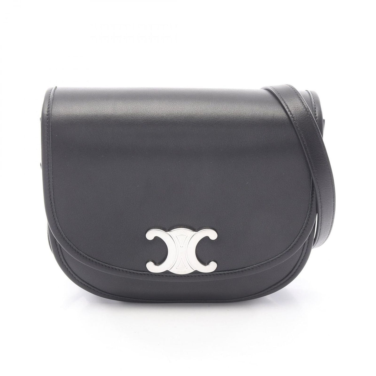 Celine Shoulder Bag Besace Triomphe Black Leather
