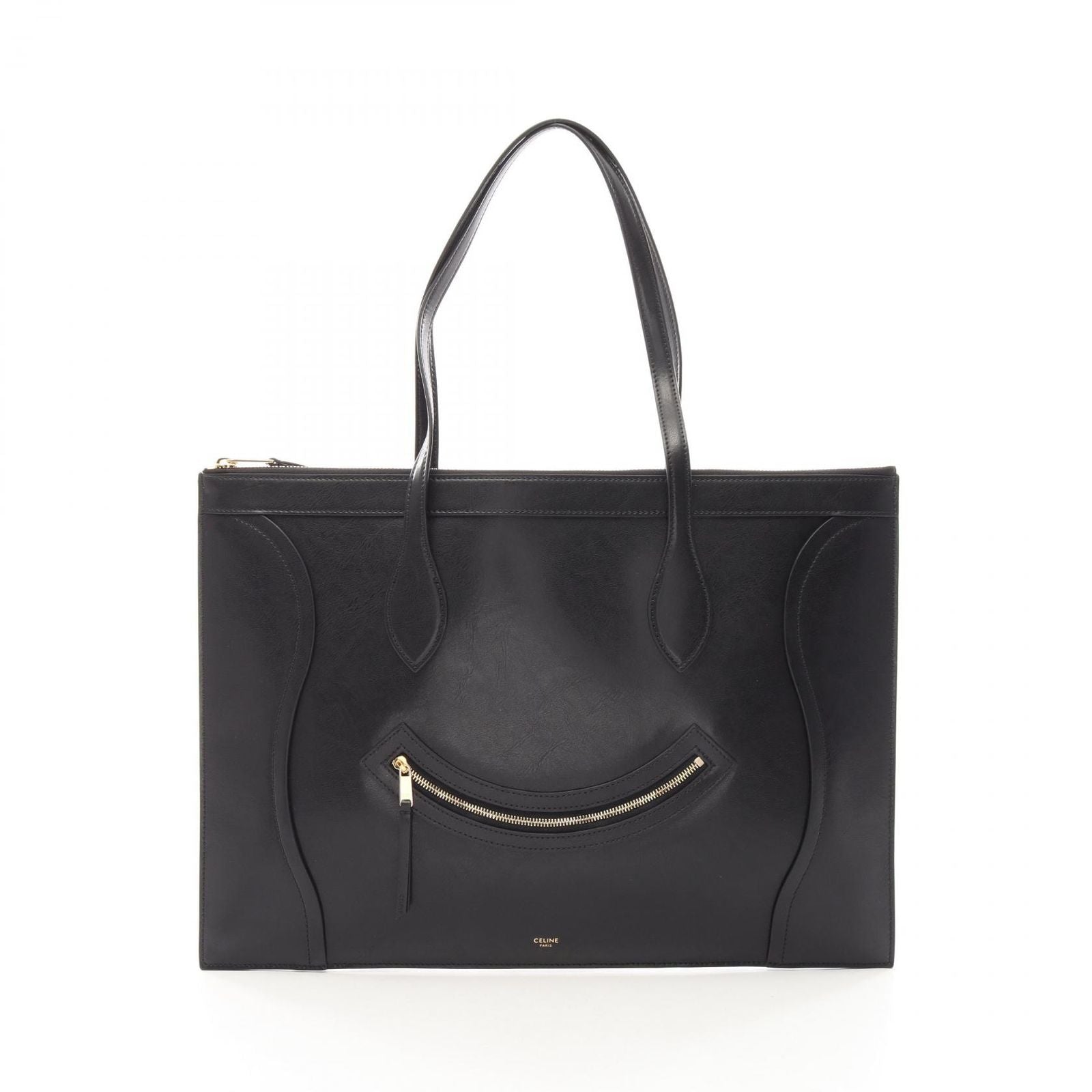 Celine Tote Flat Luggage Black Leather