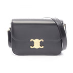 Celine Shoulder Bag Classic Triomphe Black Leather