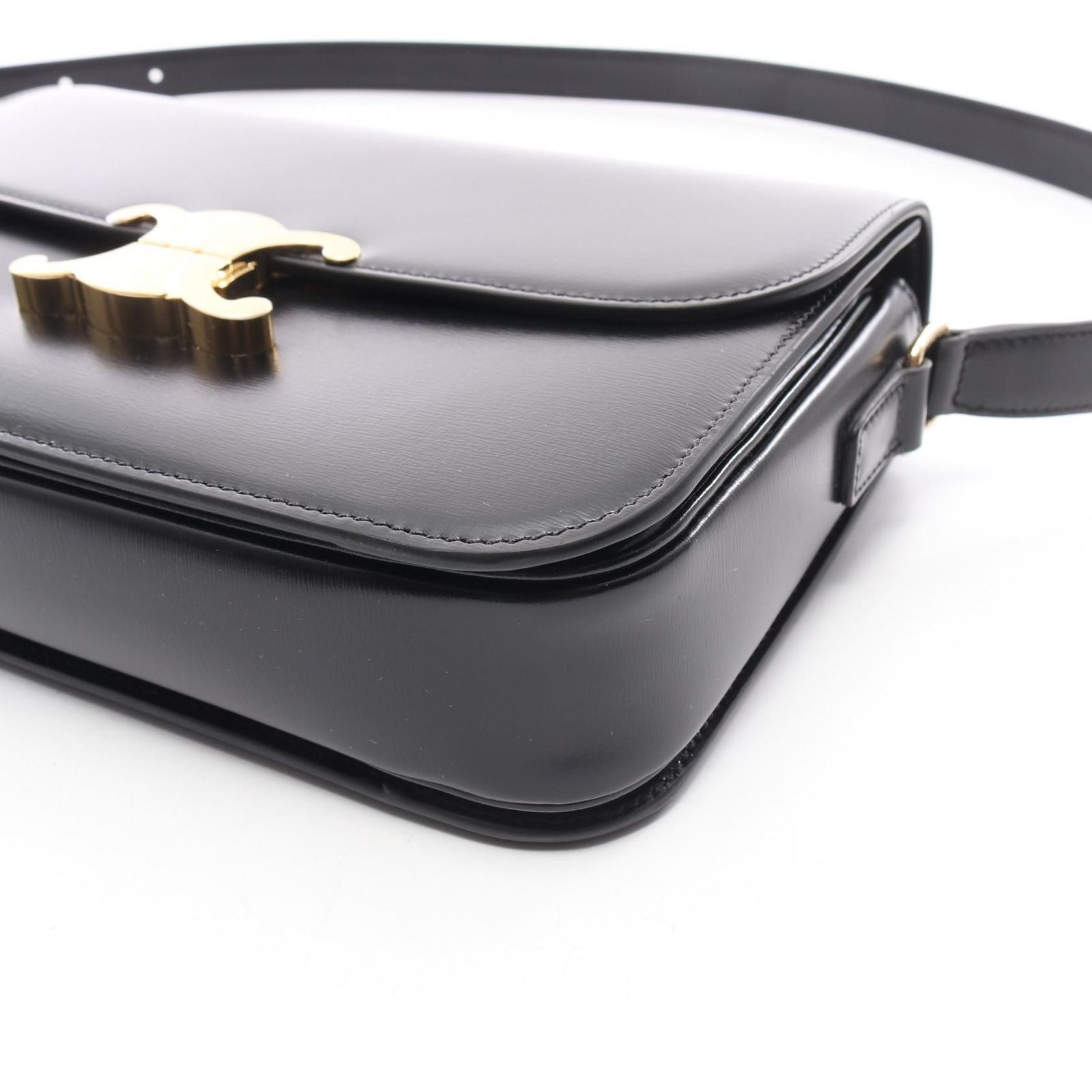 Celine Shoulder Bag Classic Triomphe Black Leather — view 5