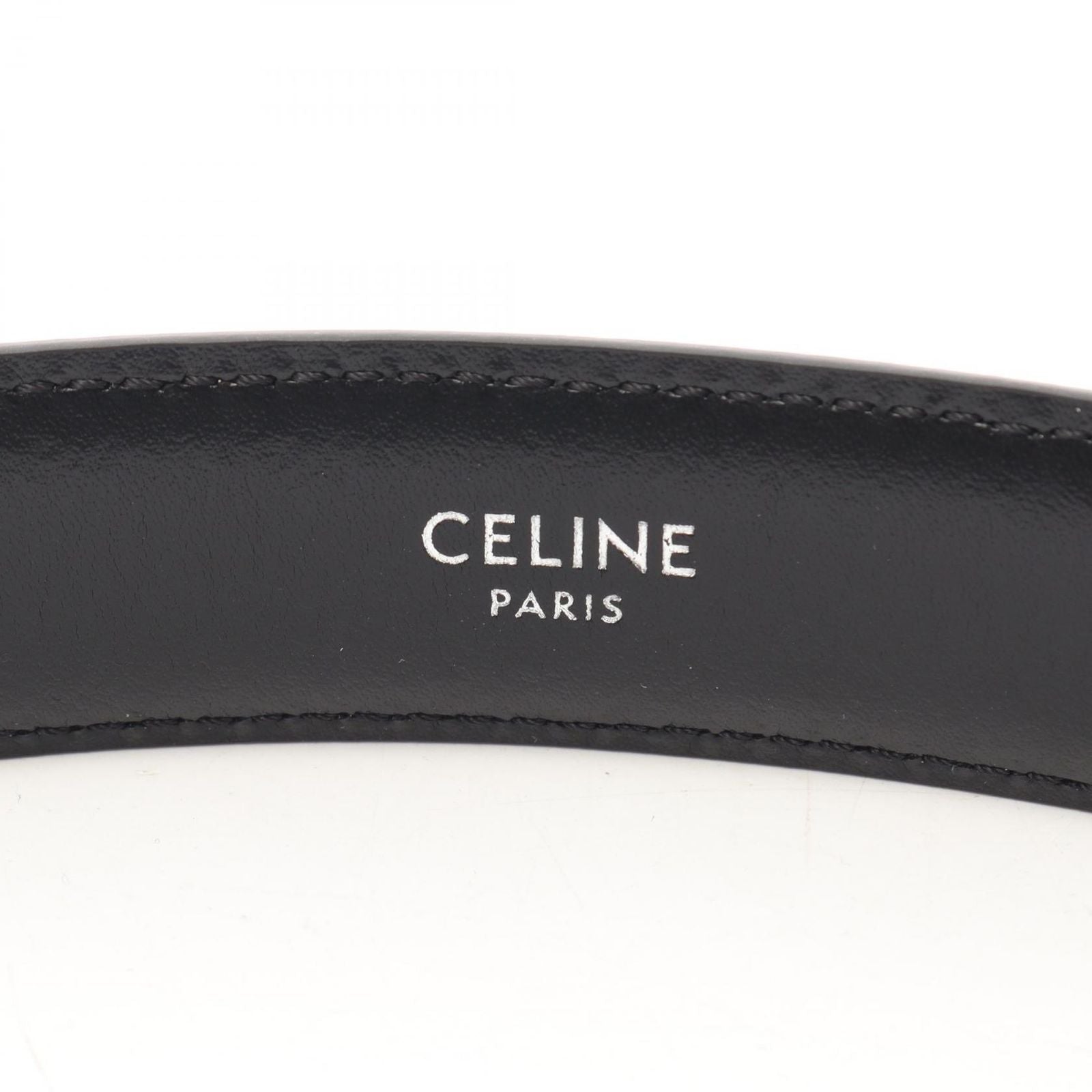 Celine Belt Triomphe Silver Gray Leather — view 4