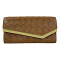 Bottega Veneta Wallet Flap Maxi Intrecciato Brown Beige Leather