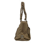 Chanel Shoulder Bag Blade Quilted Gray Beige CC Logo Silver — view 4