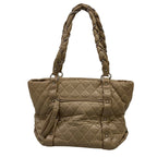 Chanel Shoulder Bag Blade Quilted Gray Beige CC Logo Silver — view 3