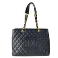 Chanel Tote Reprint Chain Grand Shopping GST Black Gold CC Logo