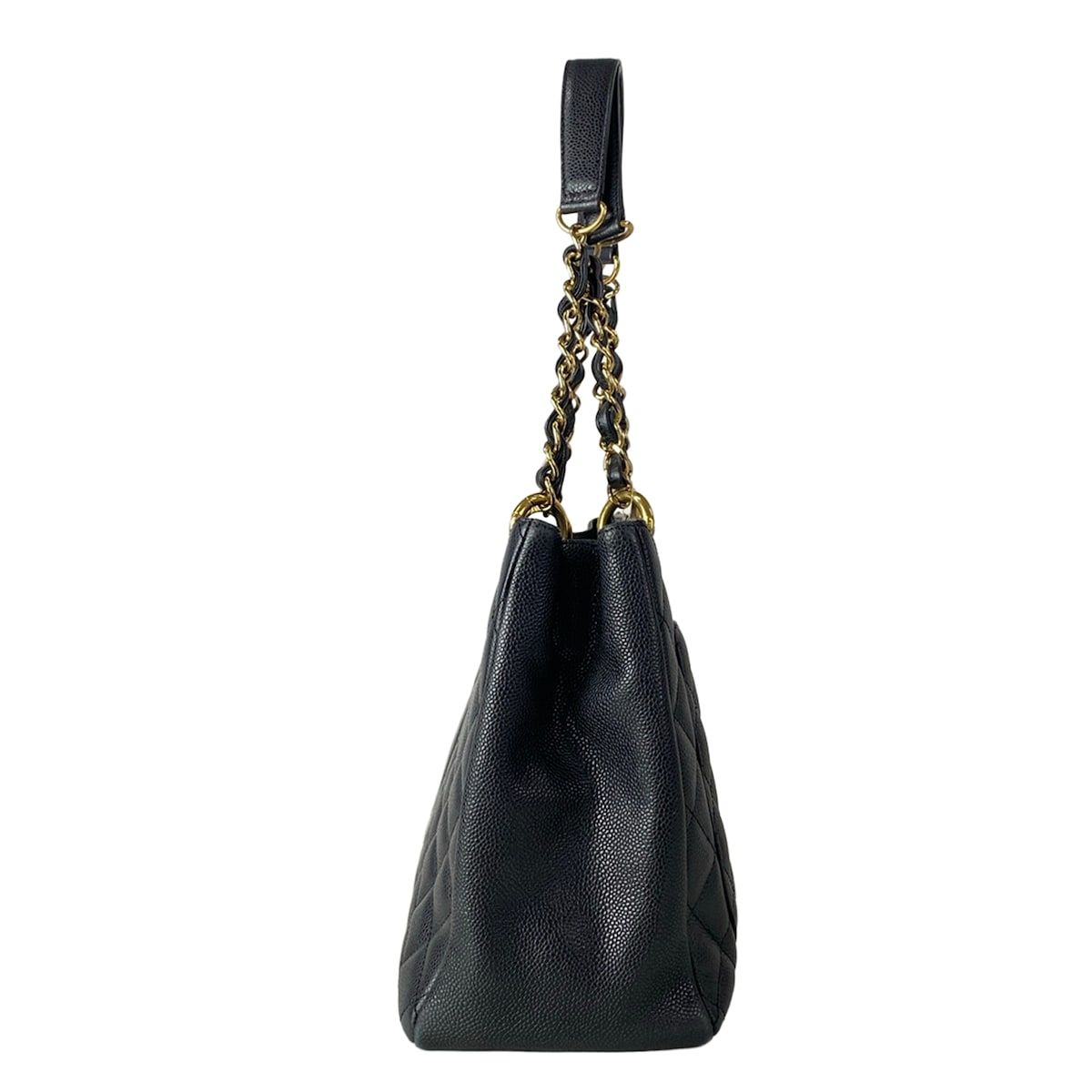 Chanel Tote Reprint Chain Grand Shopping GST Black Gold CC Logo — view 4