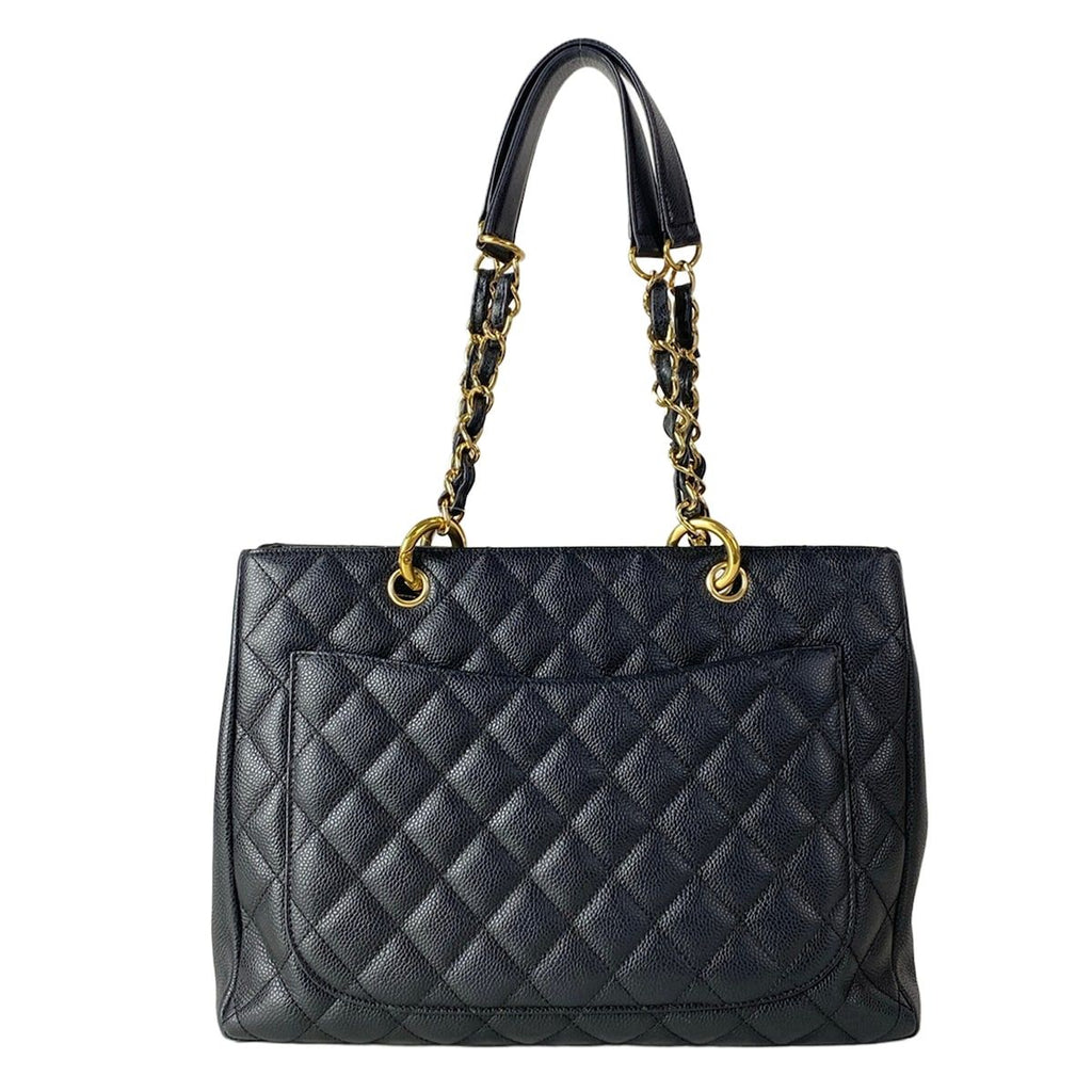 Chanel Tote Reprint Chain Grand Shopping GST Black Gold CC Logo — view 3