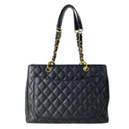 Chanel Tote Reprint Chain Grand Shopping GST Black Gold CC Logo — view 3