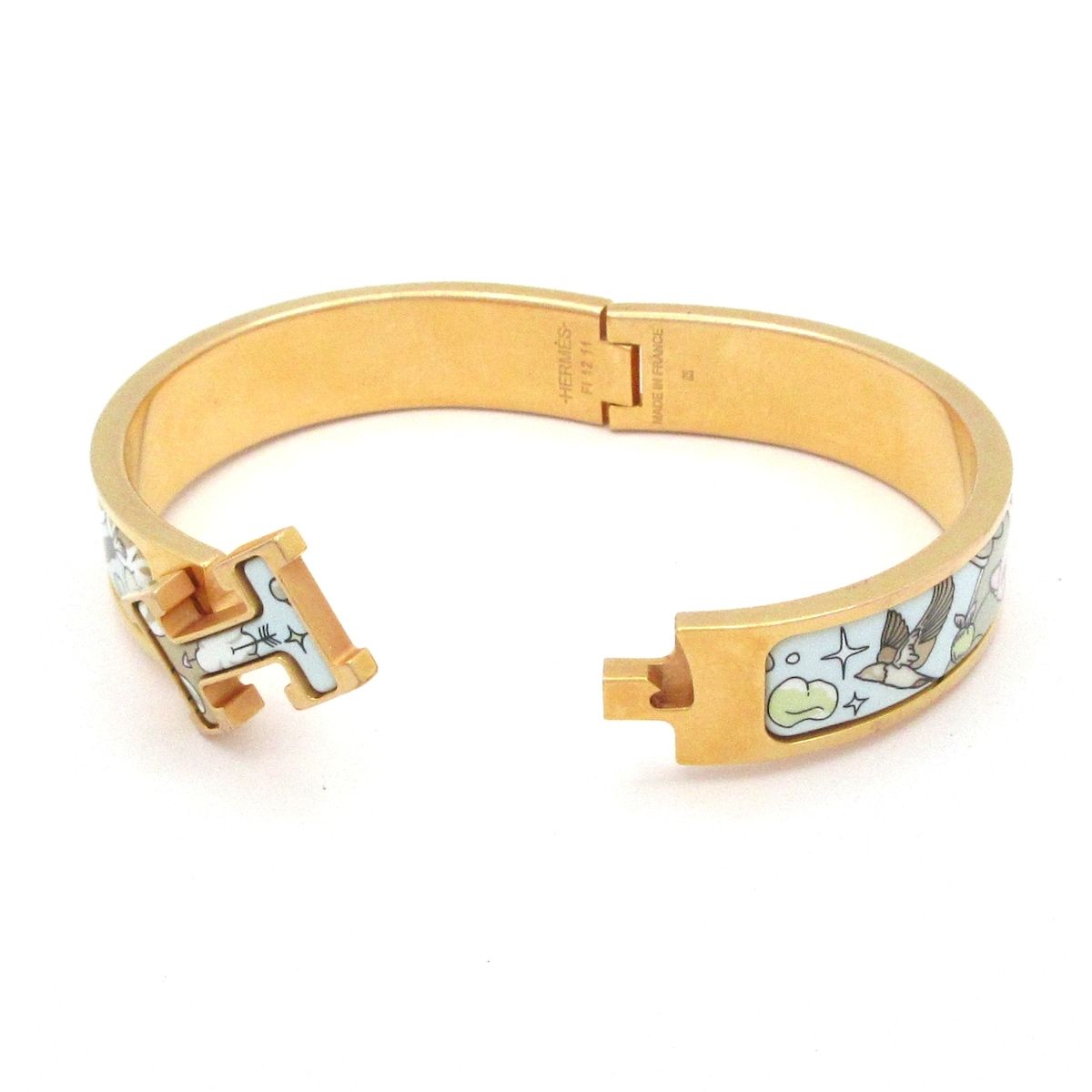 Hermes Bangle Click Gold Light Blue Multi Bracelet — view 5