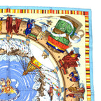 Hermes Carre 90 Prieres AU Vent Prayer in the Wind Blue Multicolor Scarf Silk — view 3