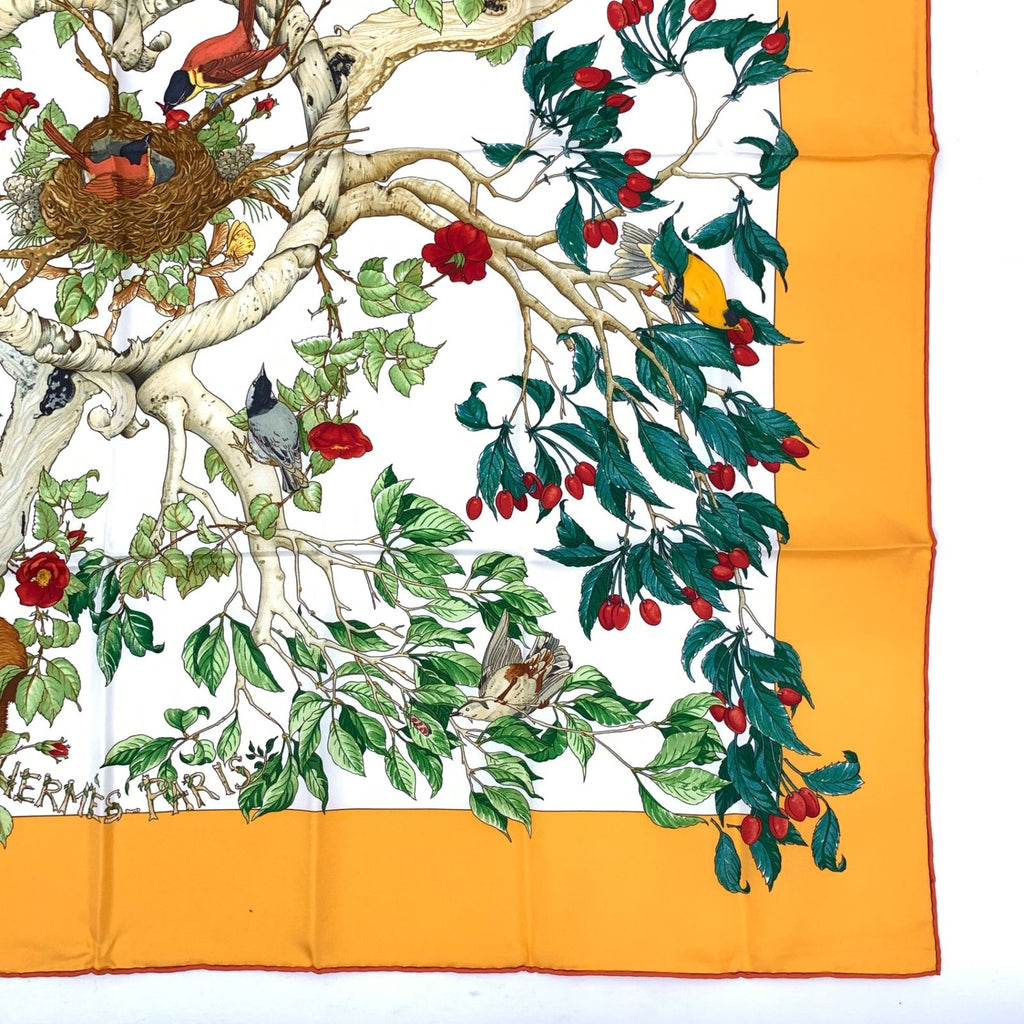 Hermes Carre 90 AU Coeur Des Bois in the Woods Orange Silk — view 4