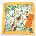 Hermes Carre 90 AU Coeur Des Bois in the Woods Orange Silk