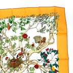 Hermes Carre 90 AU Coeur Des Bois in the Woods Orange Silk — view 3