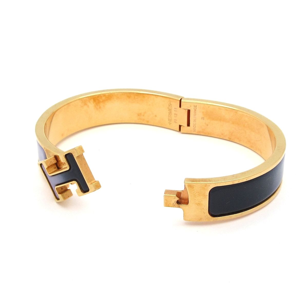 Hermes Bangle Click Gold Navy Light Purple Bracelet — view 5