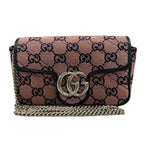 Gucci Shoulder Bag GG Marmont Light Pink Dark Navy Chain Leather